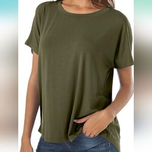 Herou Casual Summer Short Sleeve High Low Loose T Shirt Basic Tees Tops. SZ XL